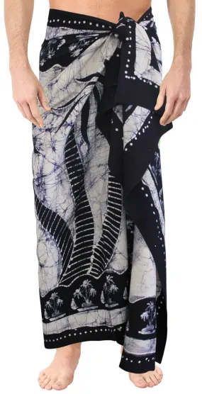 La Leela Men's Hawaiian Beach Wrap Sheer Sarong Swimming Bathing Suit Towel Beachwear Swim Pareo Cover up Long 72"X42"  Blue 130609