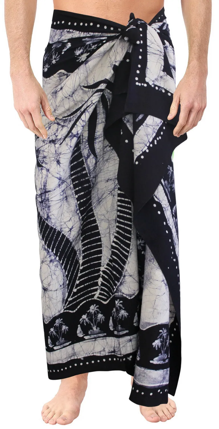 La Leela Men's Hawaiian Beach Wrap Sheer Sarong Swimming Bathing Suit Towel Beachwear Swim Pareo Cover up Long 72"X42"  Blue 130609