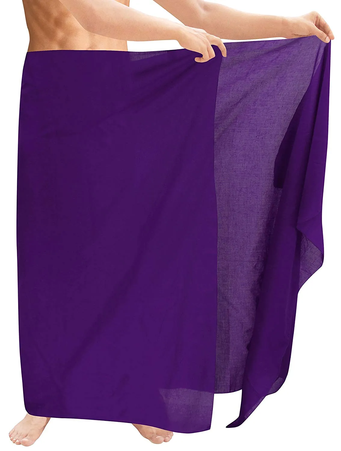 LA LEELA Men's Sarong Beach Cover up Wrap Solid Pareo Stylish Swimwear Swimsuit