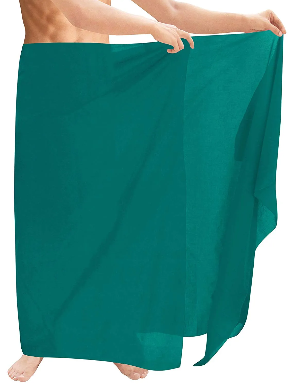 LA LEELA Men's Sarong Beach Cover up Wrap Solid Pareo Stylish Swimwear Swimsuit