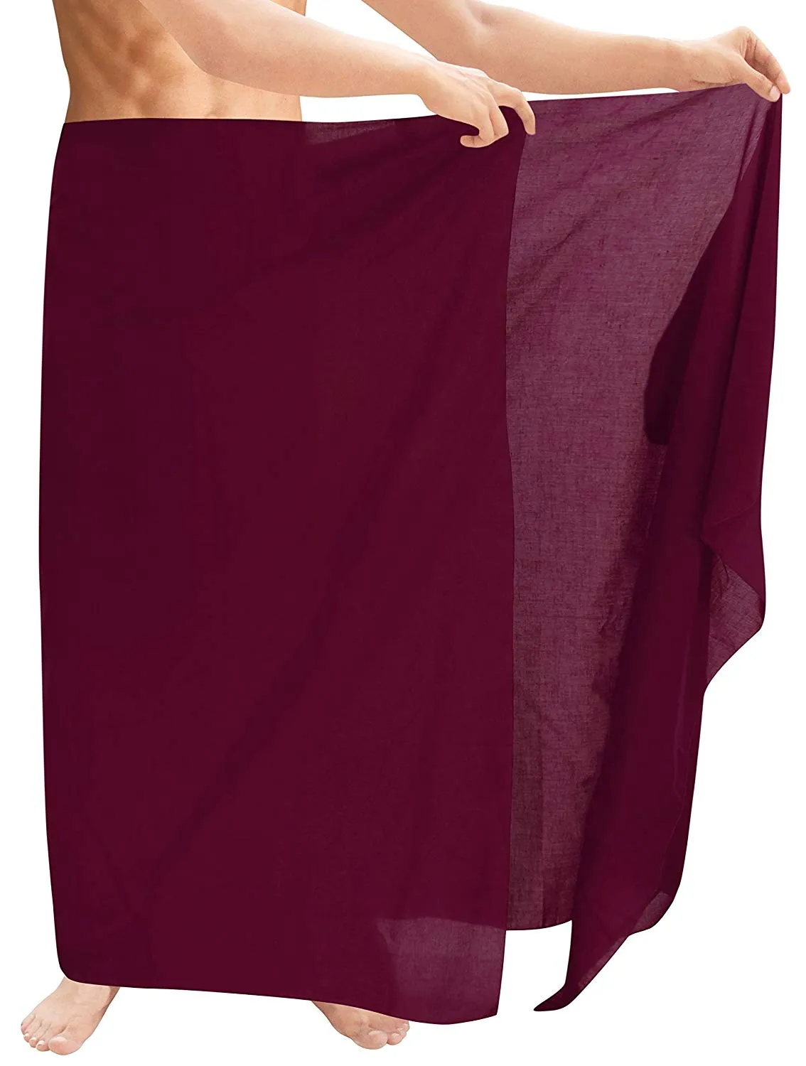 LA LEELA Men's Sarong Beach Cover up Wrap Solid Pareo Stylish Swimwear Swimsuit