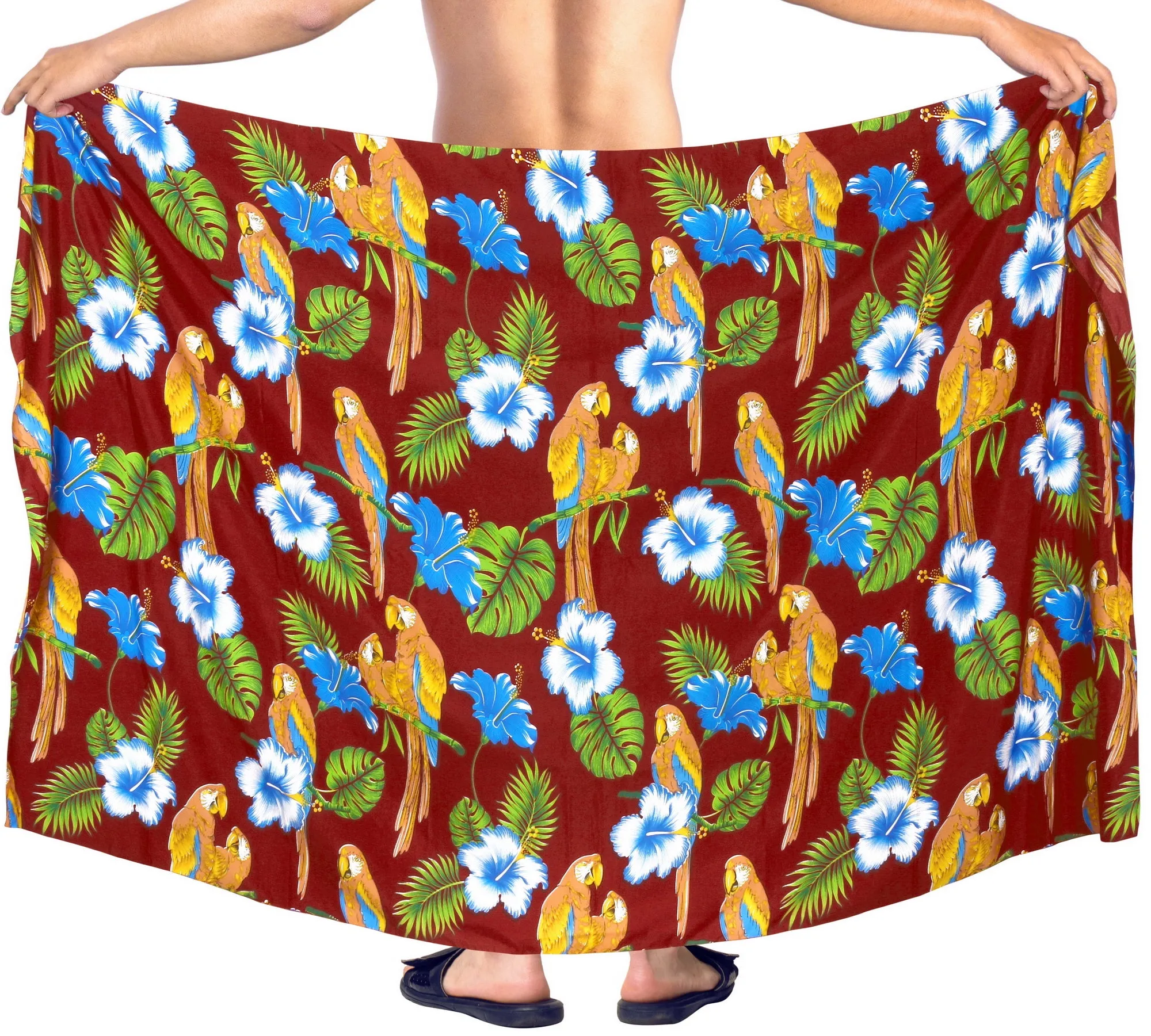 LA LEELA Men's Sarong Swimwear Cover Up Summer Beach Wrap 78"X42" Maroon Z260 911583