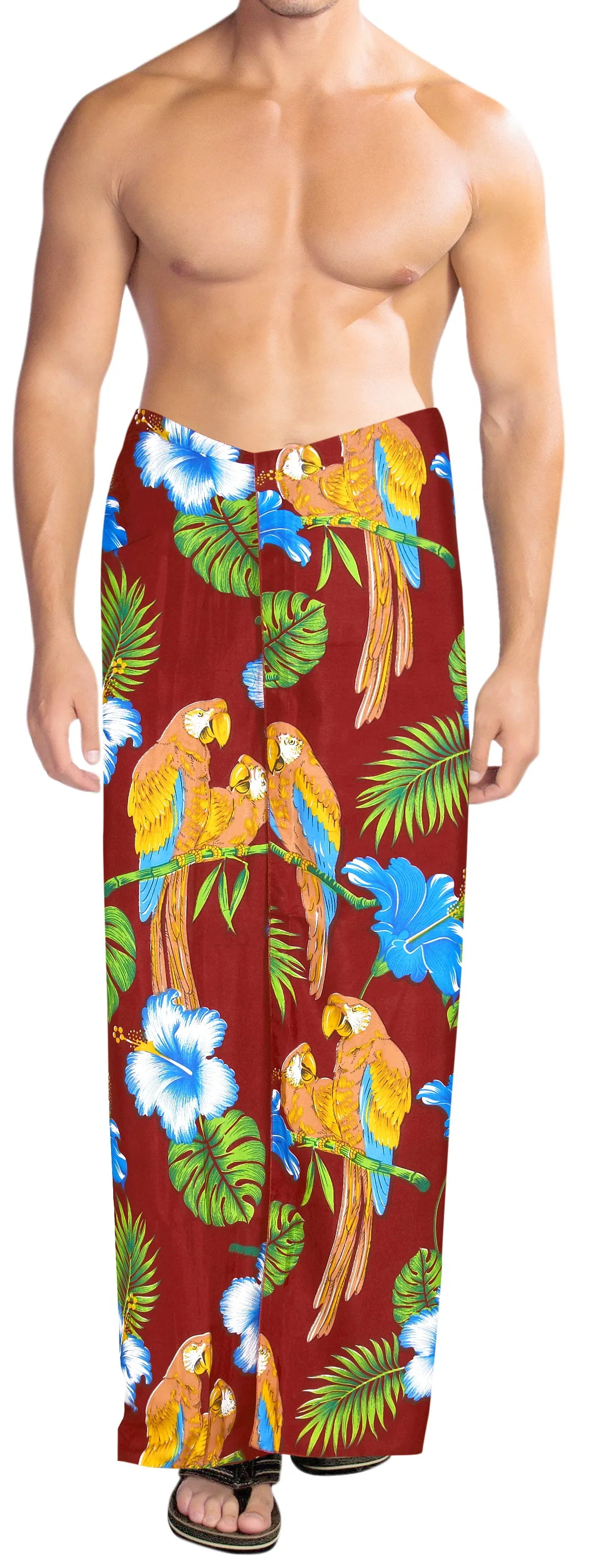 LA LEELA Men's Sarong Swimwear Cover Up Summer Beach Wrap 78"X42" Maroon Z260 911583