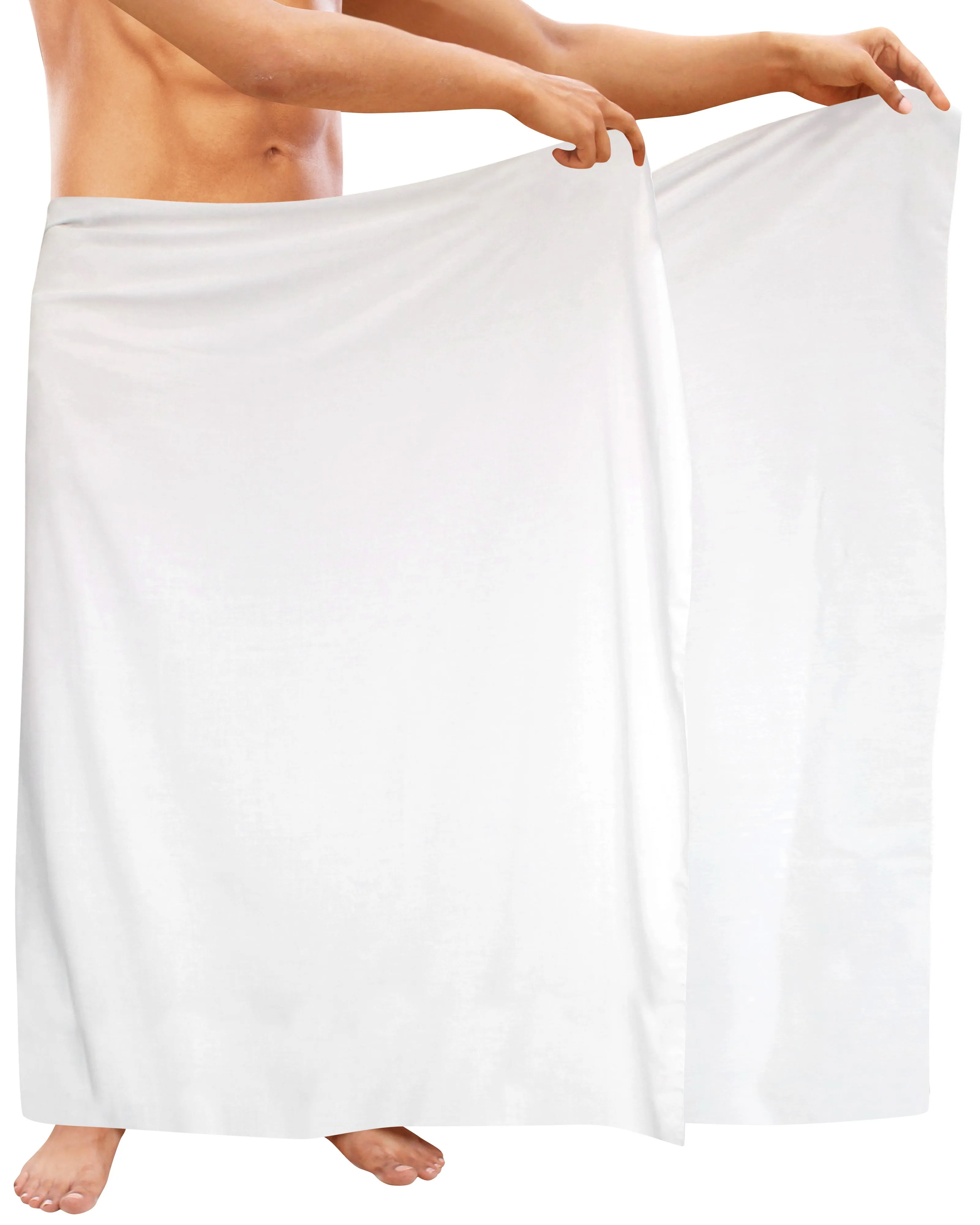 LA LEELA Rayon Solid Casual Bathing Beach Swimsuit Mens Wrap 78"X39" White 6287 123670