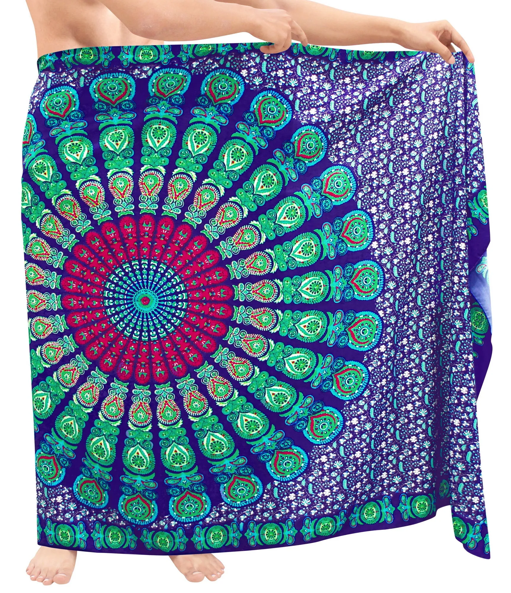 LA LEELA Soft Light Digital Casual Resort Pareo Boys 72"X42" Navy Blue 3299 135782
