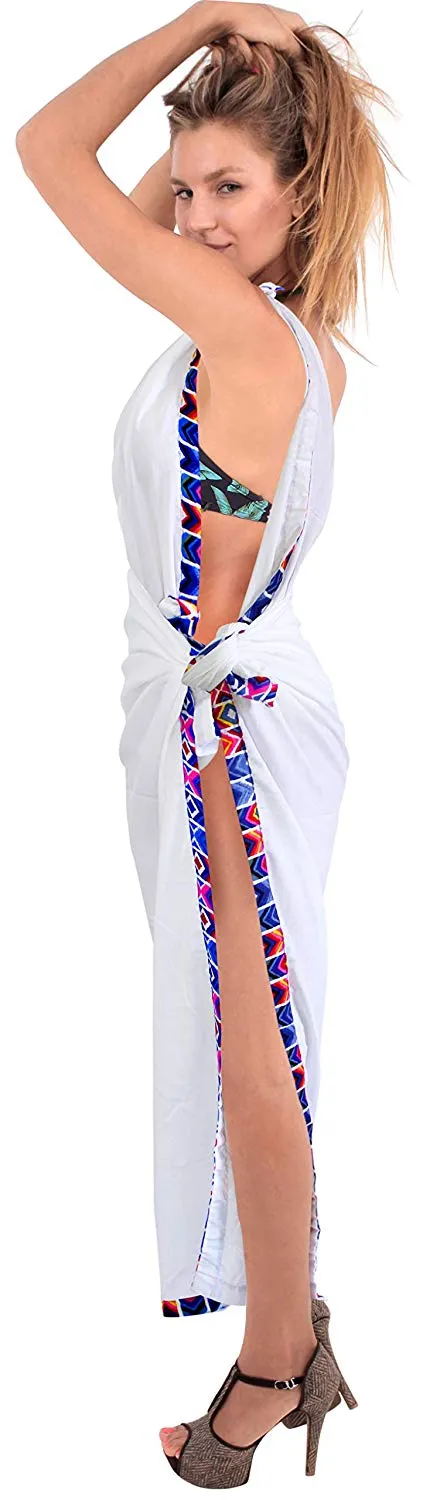 LA LEELA Women's Bikini Wrap Cover up Swimsuit Sarong Dress Solid ONE Size