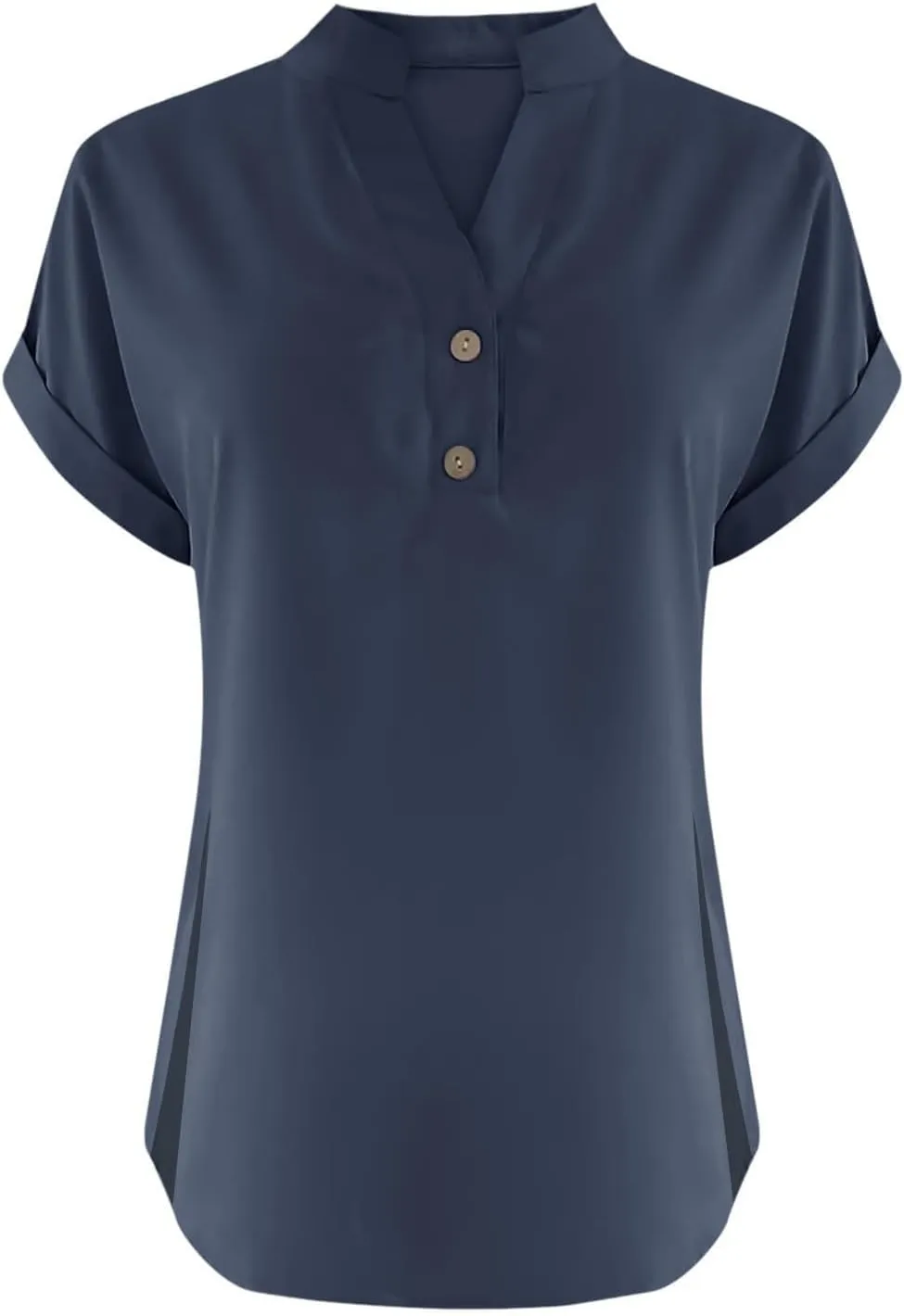 Linen T Shirts for Women Button Tops V Neck Summer Short Sleeve Dressy Blouse Loose Casual Basic Vacation
