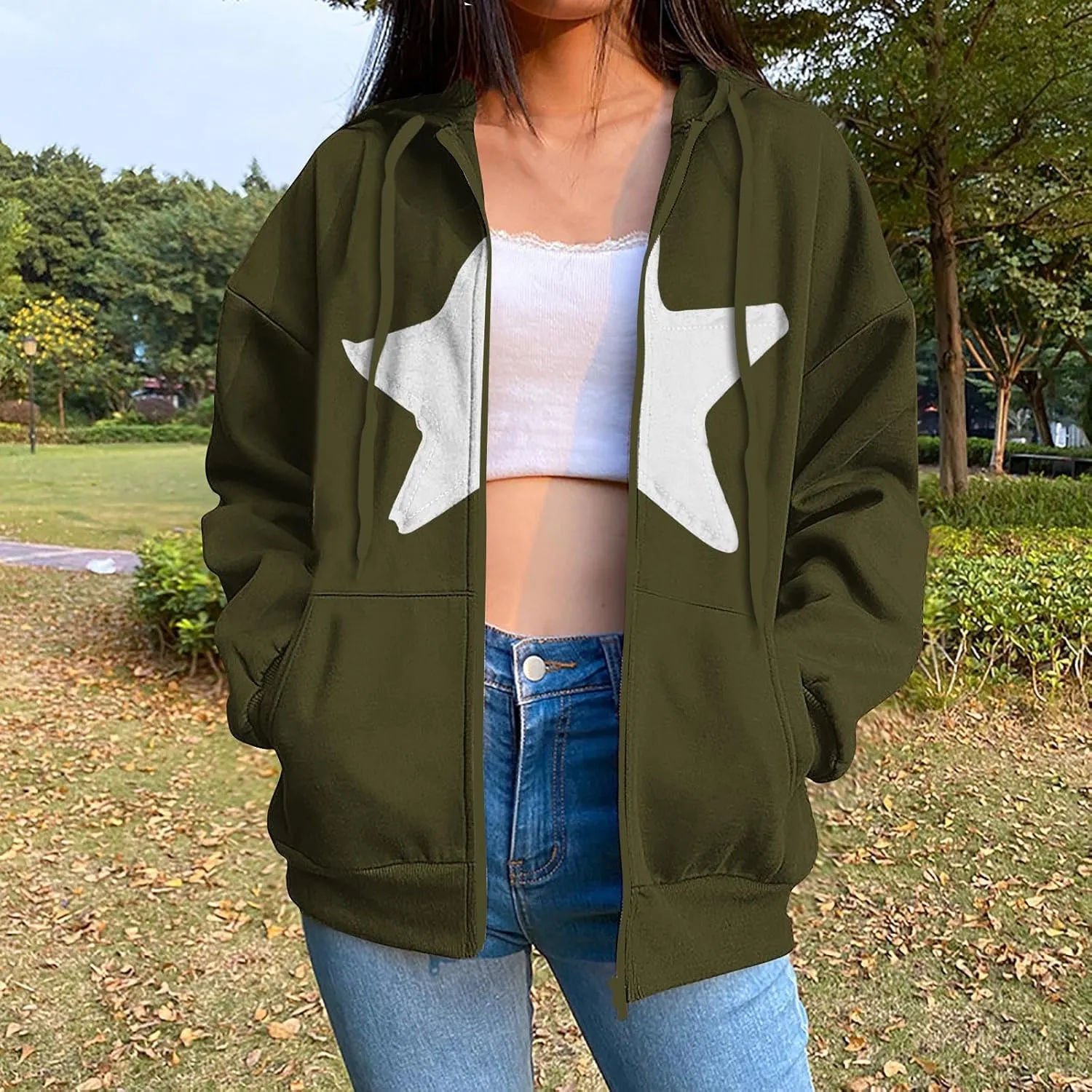 Long Sleeve Hooded Sweatshirt Coat Women Casual Light Jacket Zip Outwear with Pocket Athletic Cardigan Fall Tops