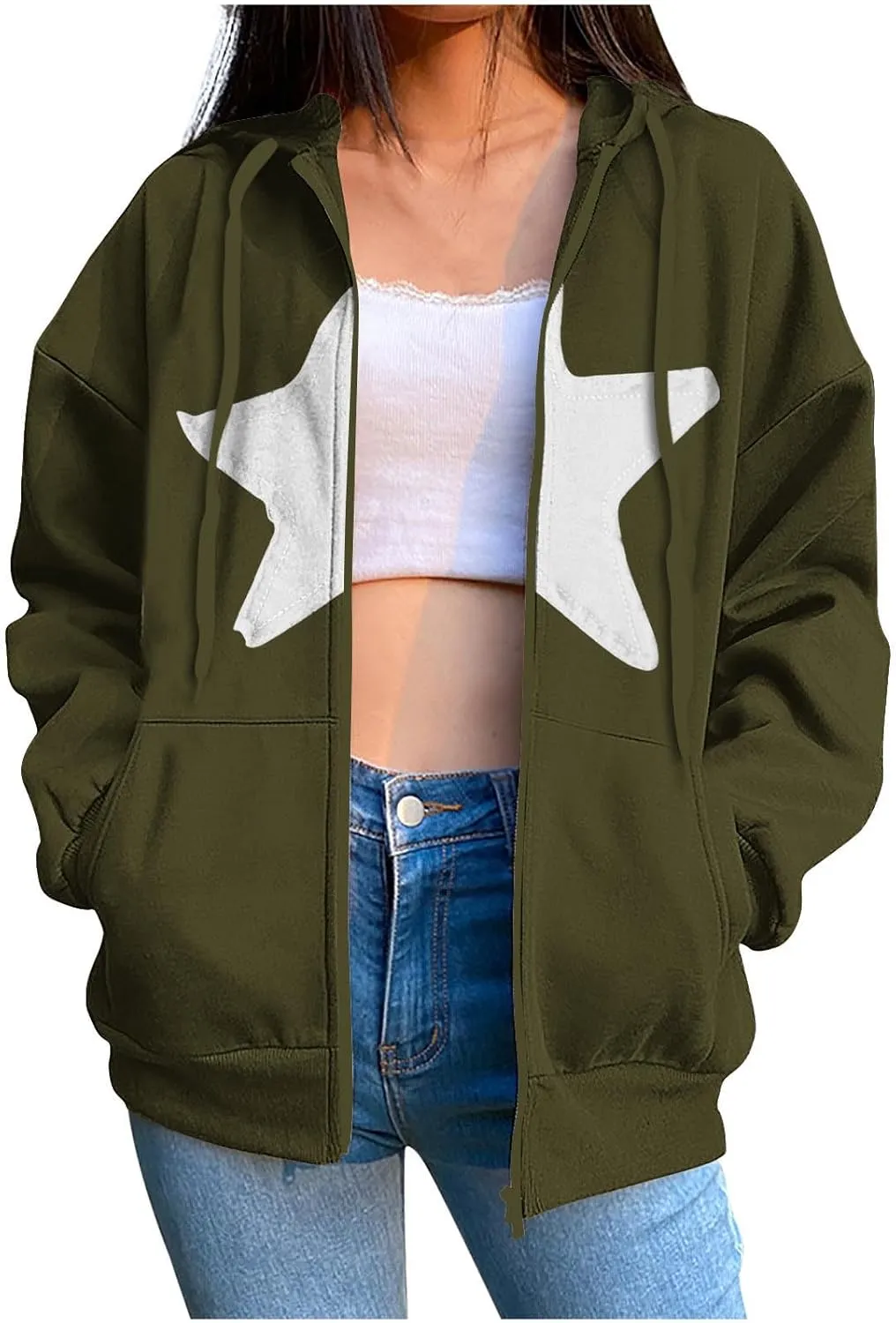 Long Sleeve Hooded Sweatshirt Coat Women Casual Light Jacket Zip Outwear with Pocket Athletic Cardigan Fall Tops
