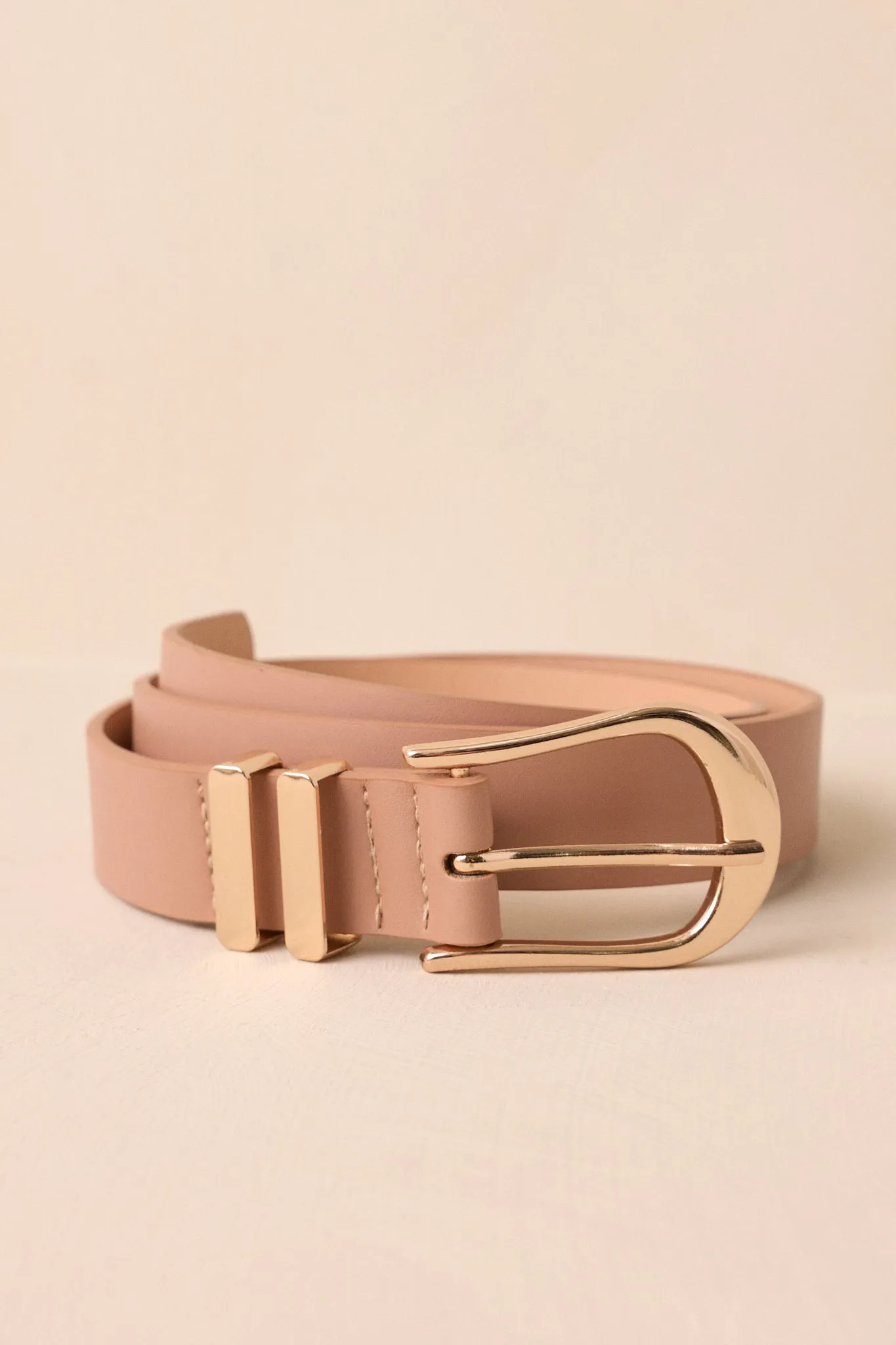 Lost In Thought Beige Faux Leather Belt