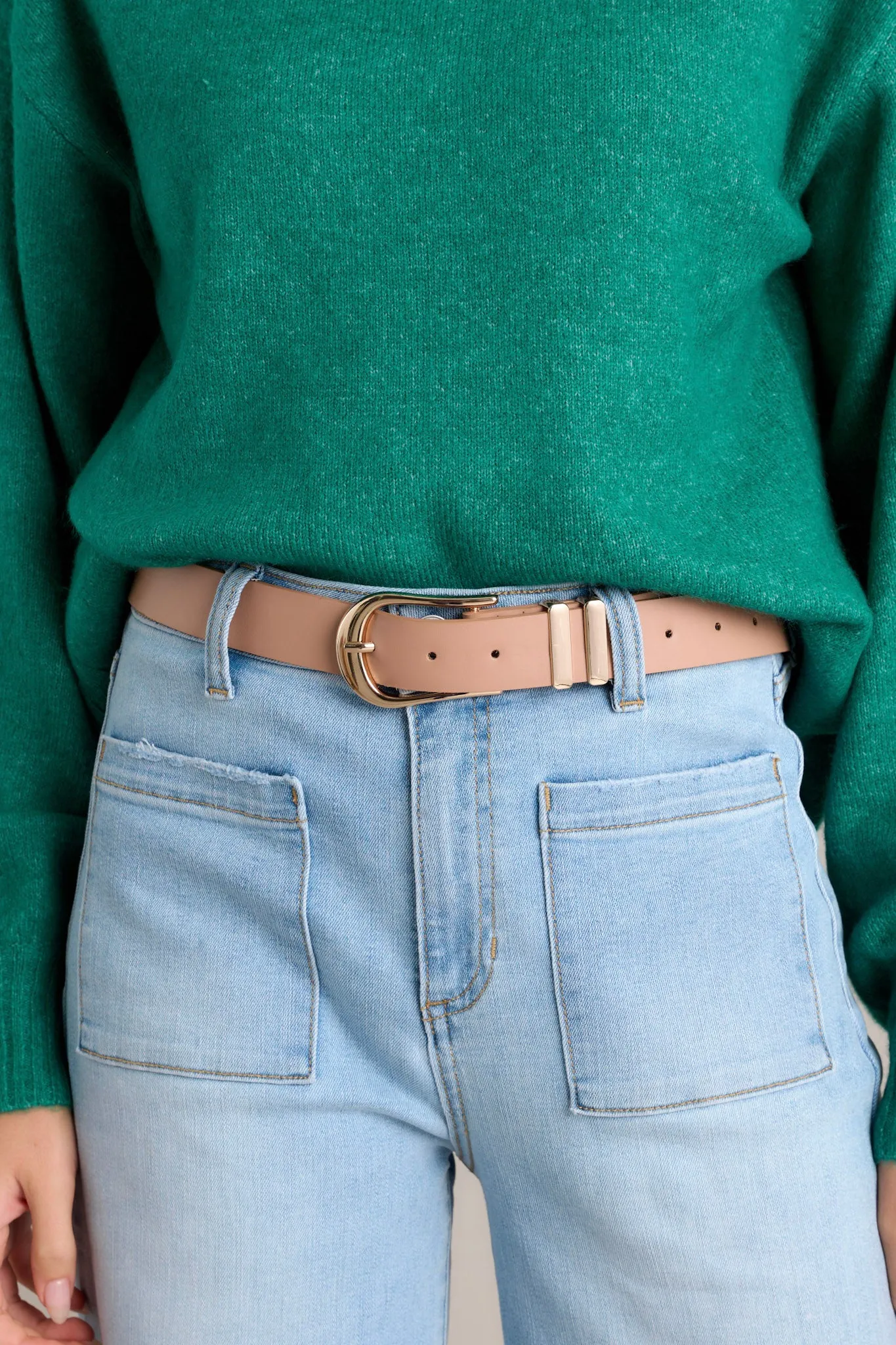 Lost In Thought Beige Faux Leather Belt