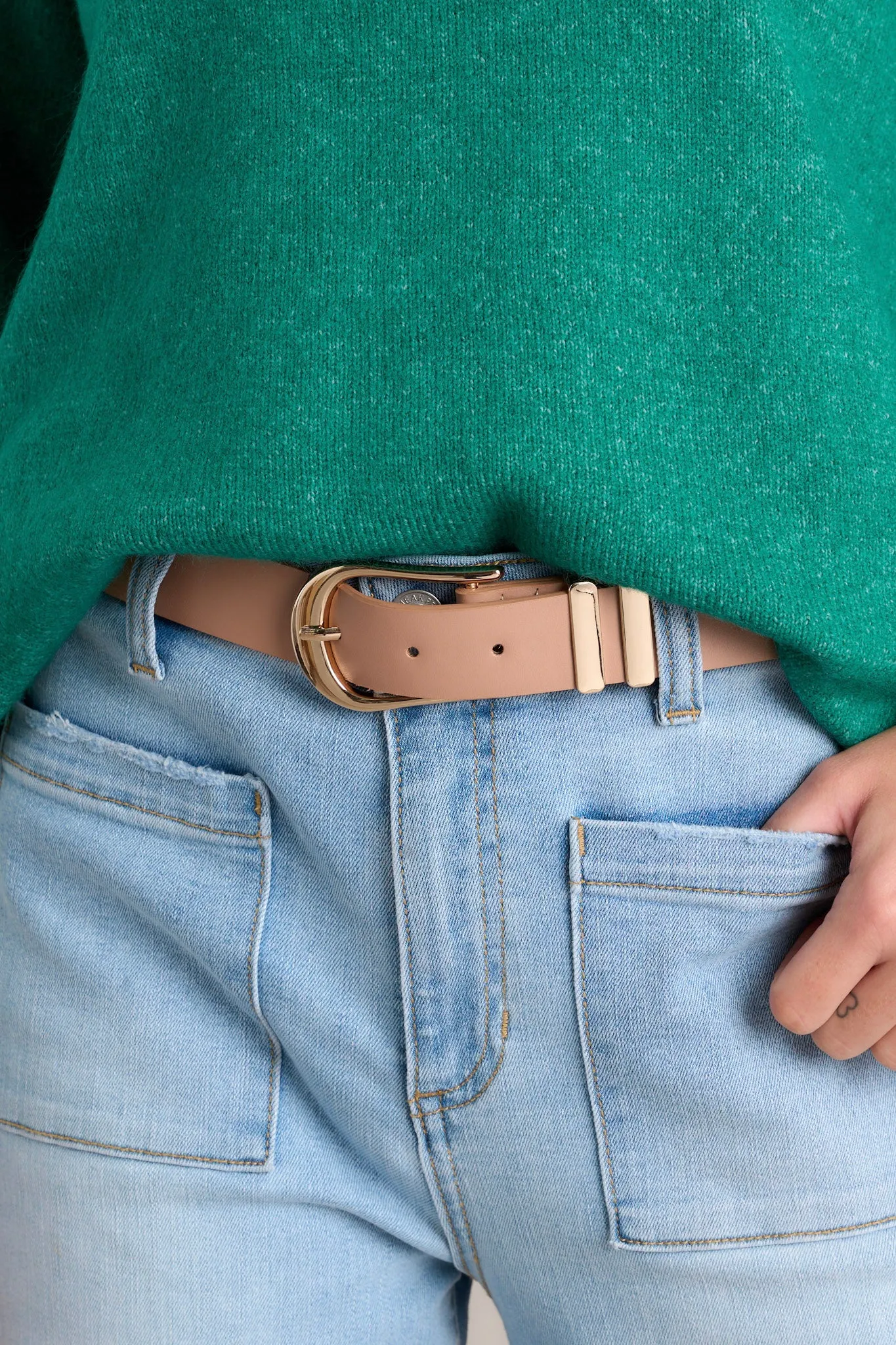 Lost In Thought Beige Faux Leather Belt