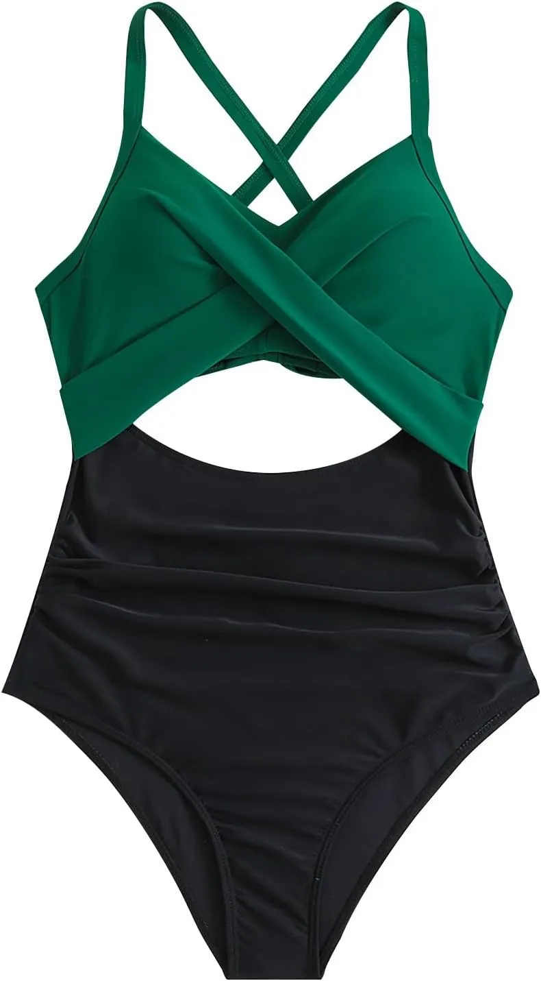 maisdgop One Piece Swimsuit Women Tummy Control High Waisted Bathing Suit Sexy Backless Swimsuits Wrap Tie 1 Piece Swimwear