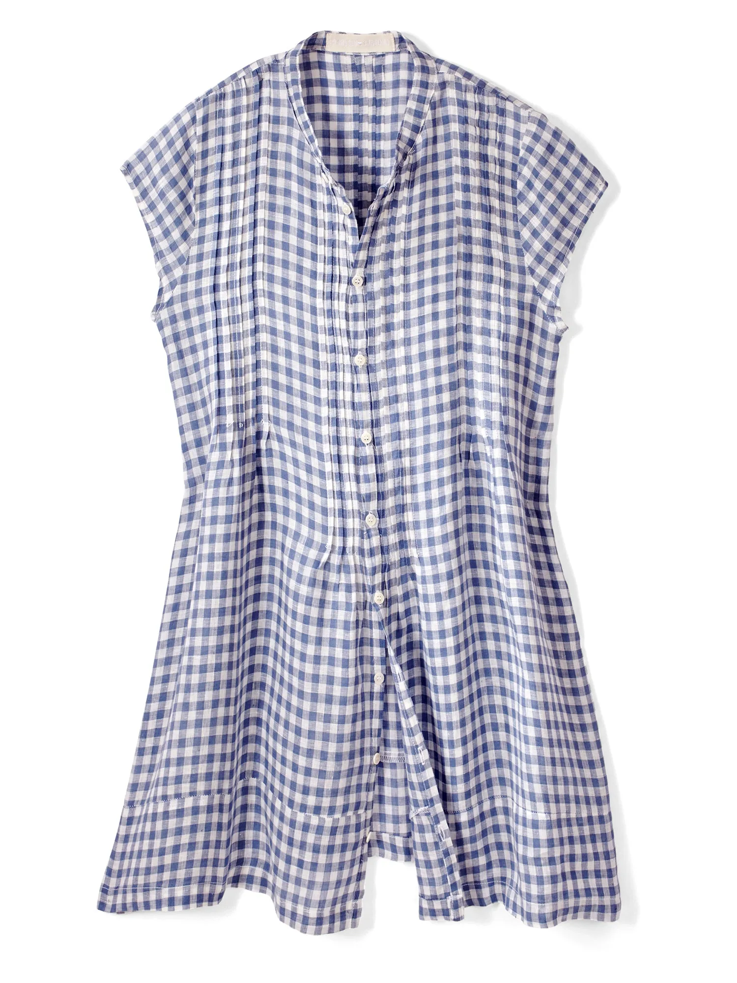 Marnita Cap Sleeve Check Linen Shirt