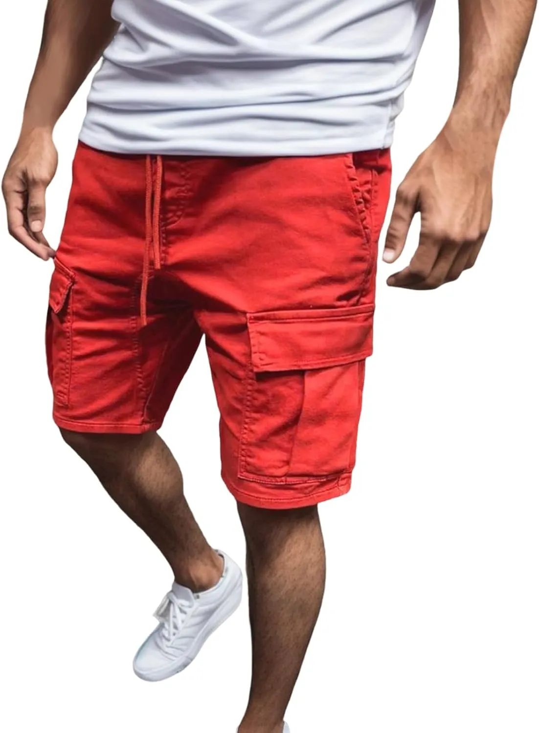 Mens Casual Shorts - Cotton Drawstring Summer Beach Stretch Twill Chino Golf Shorts Classic Shorts Casual Shorts