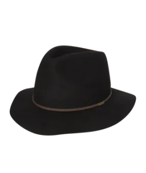 Mens Mid Brim Fedora Rajah BLACK