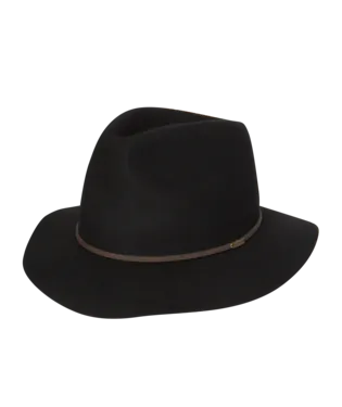 Mens Mid Brim Fedora Rajah BLACK