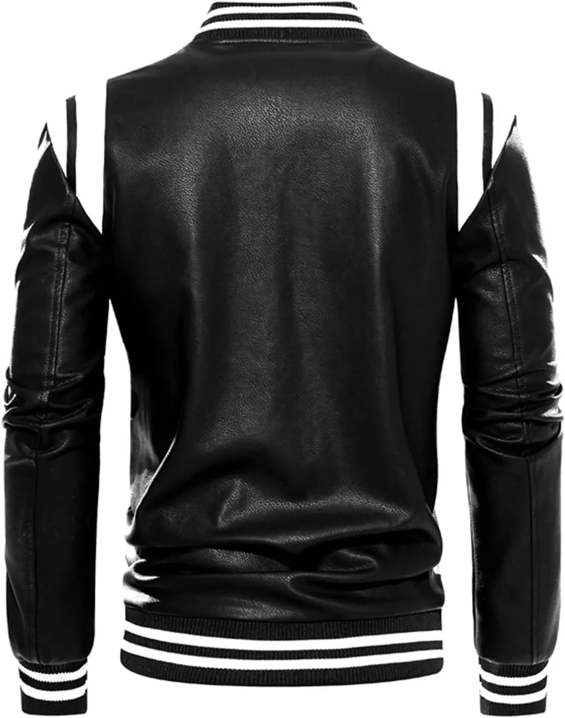 Mens Motorcycle Jacket Full Zip Stand Collar Leather Jacket Spring Fall Trendy Color Block Motor Biker Winter Jackets