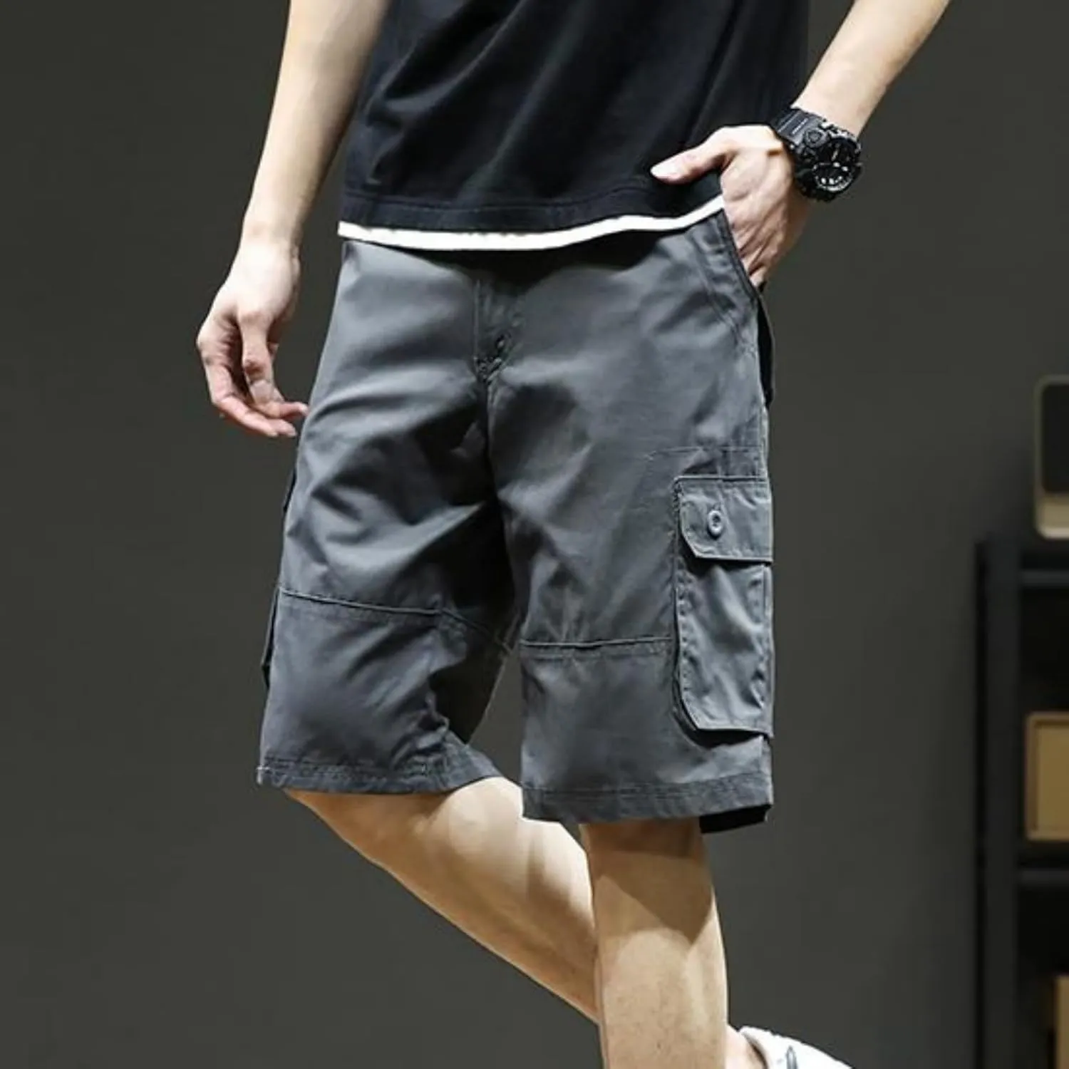 Men's Shorts Casual Cargo Shorts Relaxed Fit Casual Work Shorts Outdoor Hiking Pants with Multi Pockets