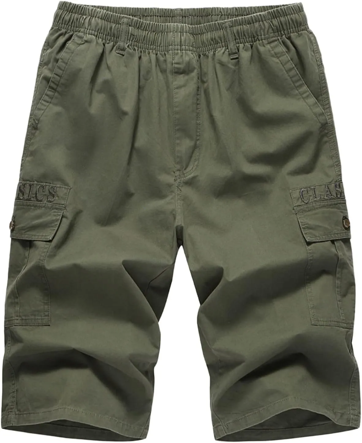 Men's Shorts Casual Elastic Waist Cargo Shorts Cotton Work Shorts Multi Pocket Casual Comfort Flex Waistband Shorts