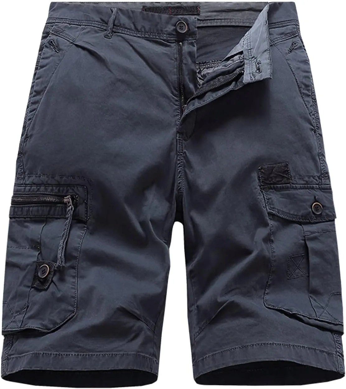 Mens Shorts Casual Men's Cotton Flat Shorts Classic-Fit Golf Shorts Casual Hiking Cargo Shorts with Zipper Pockets