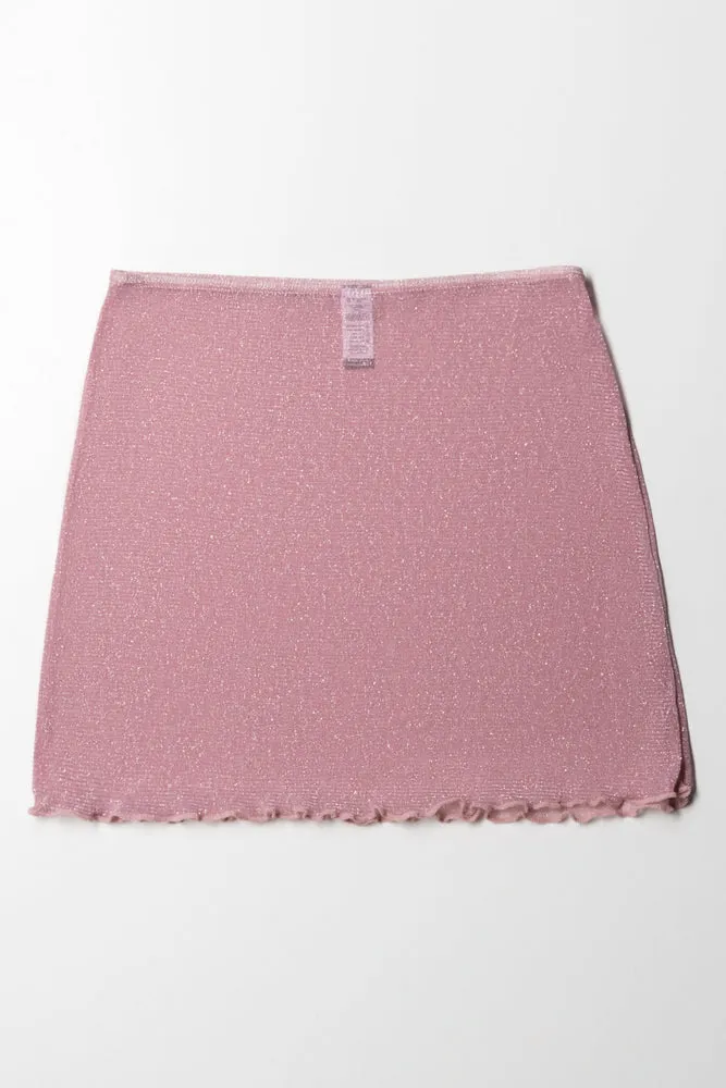 Mesh Swim Coverup Skirt Light Pink