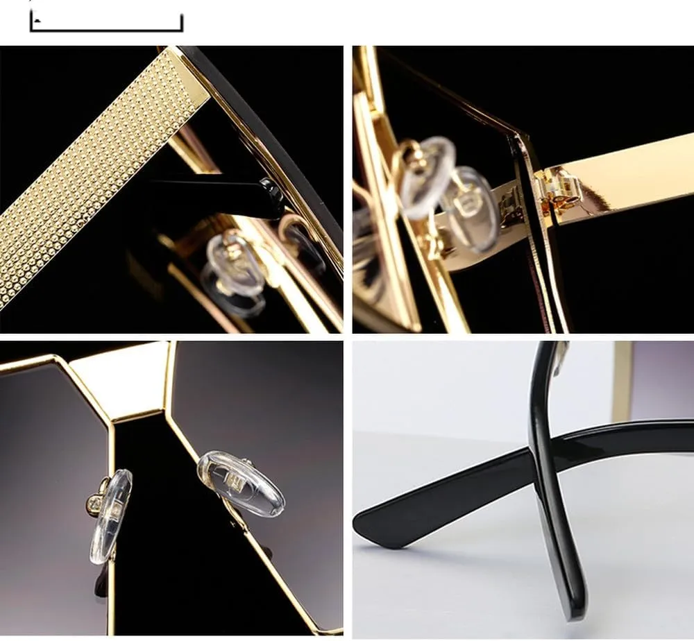 Metal Sunglasses Women Men Fashion Big Frame Goggle Sun Glasses Ladies Vintage Eyewear