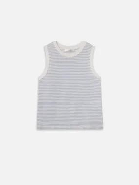 Muscle Crew Tee -- Light Chambray Multi