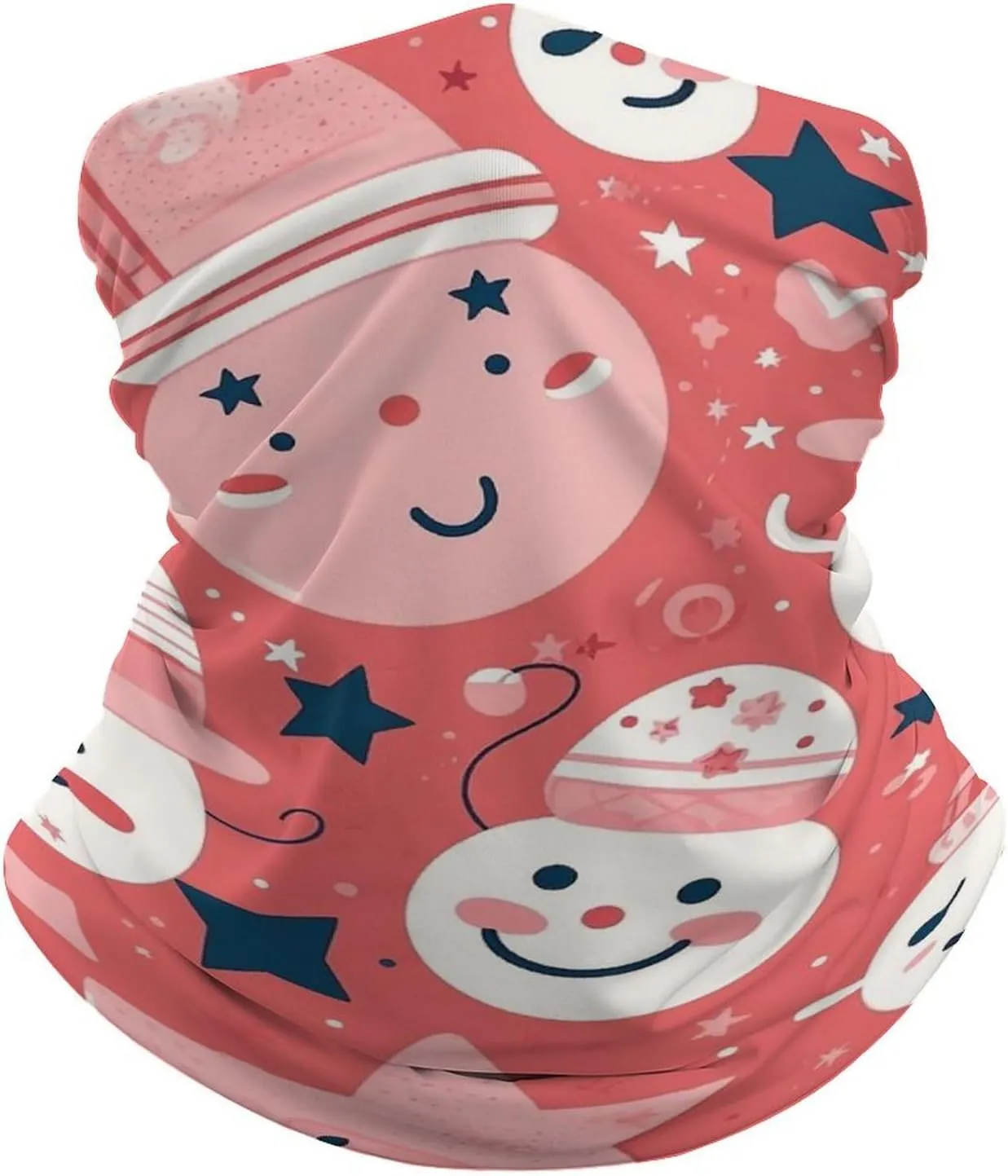 Neck Gaiter Snowman And Stars Balaclava Windproof Face Mask Scarf for Men Women Sun Protection Headwear Breathable Face Cover Bandana for Skiing Hiking 19.6x9.8 Inch