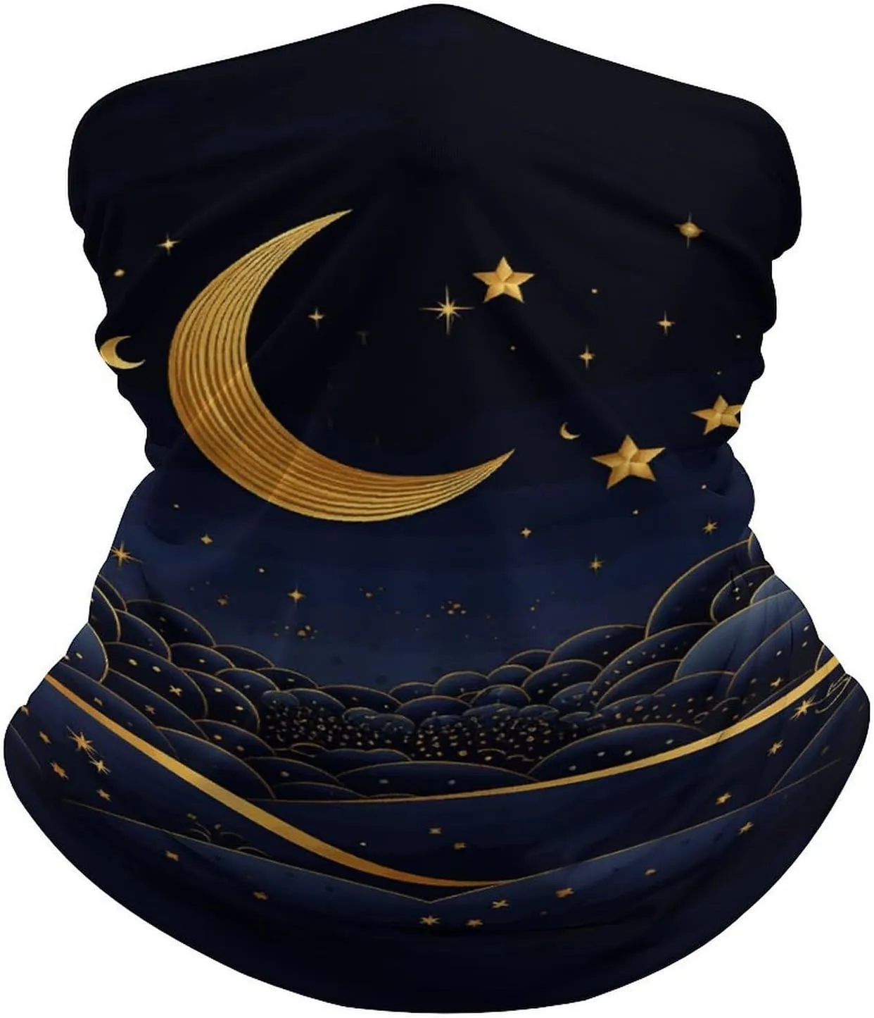 Neck Gaiter Stars And Moon Balaclava Windproof Face Mask Scarf for Men Women Sun Protection Headwear Breathable Face Cover Bandana for Skiing Hiking 19.6x9.8 Inch