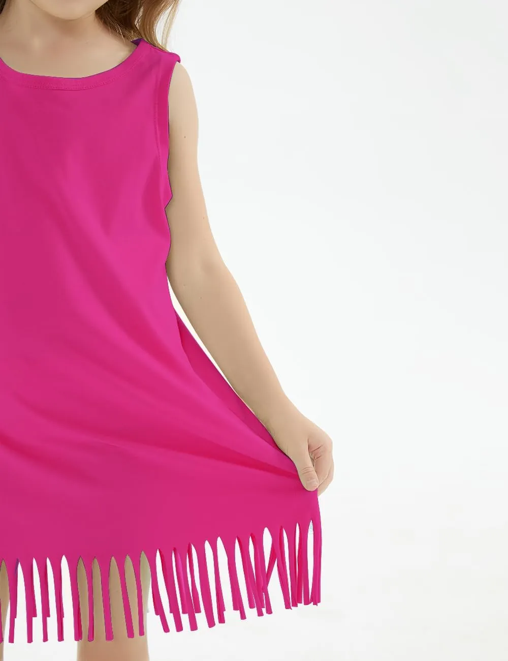 Noomelfish Girls Sleeveless Fringe Dress Cotton Summer Casual Sundress (3-12 Years)