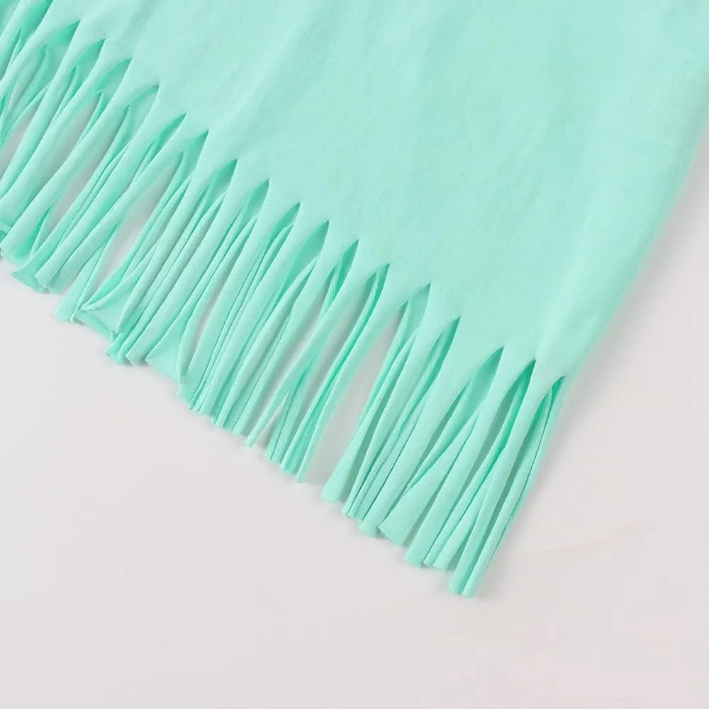 Noomelfish Girls Sleeveless Fringe Dress Cotton Summer Casual Sundress (3-12 Years)