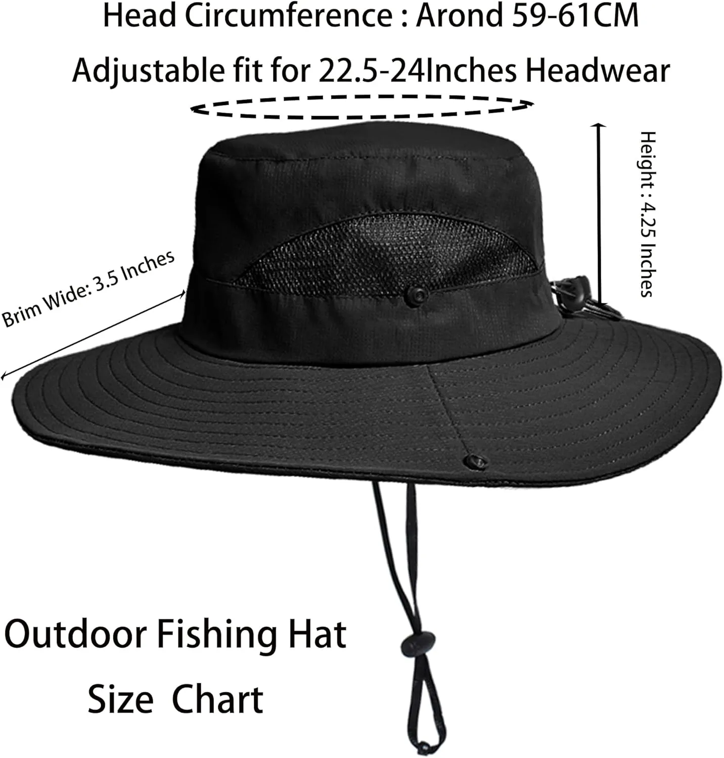 Outdoor Wide-Brim Sun Hat Men Women Sun Protection with Breathable Mesh - Bucket Hat for Fishing, Beach, Hiking, and Travel