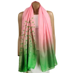 Oversized Pink and Green Ivy Ombre Scarf