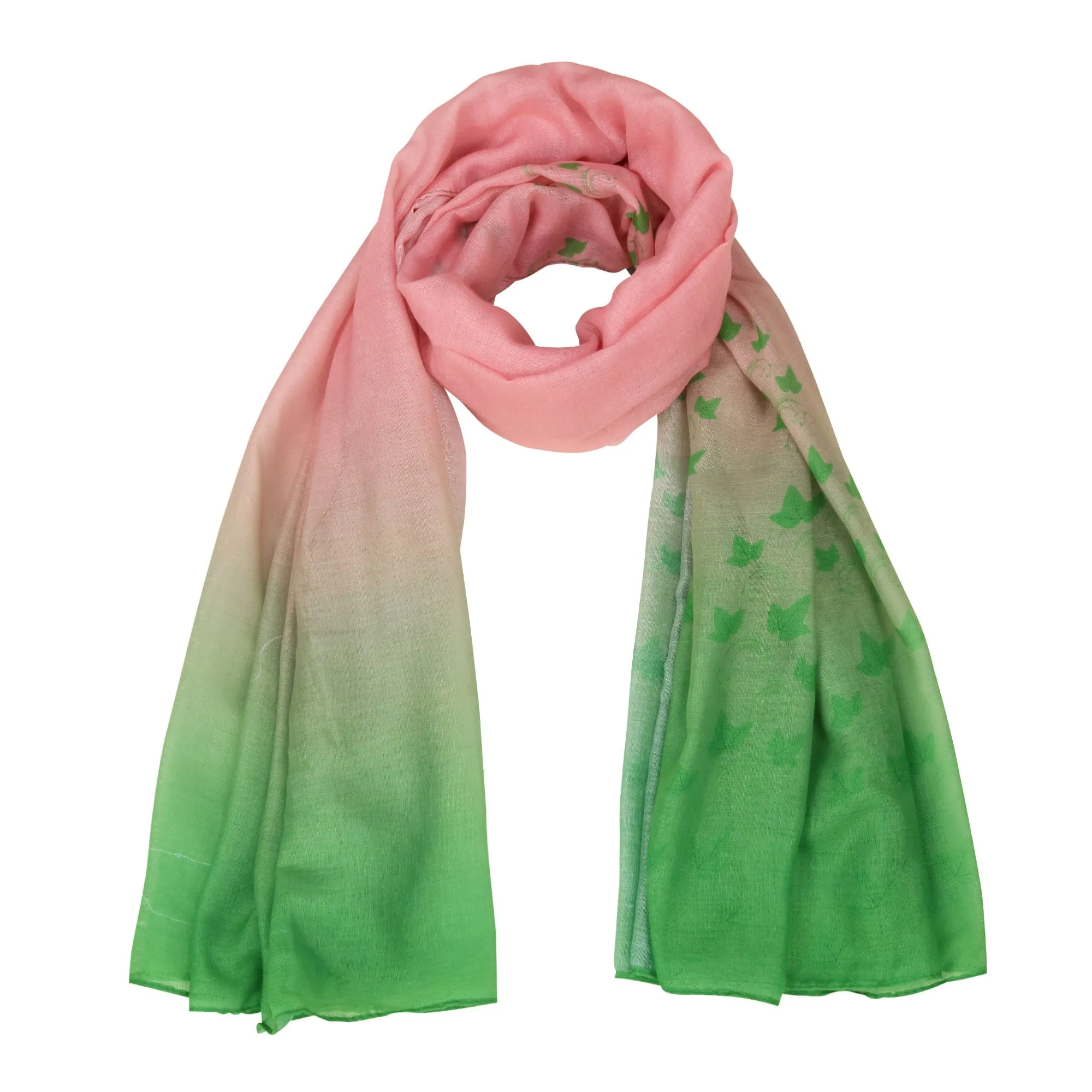 Oversized Pink and Green Ivy Ombre Scarf
