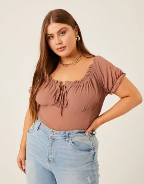 Plus Size Chiffon Smocked Back Blouse