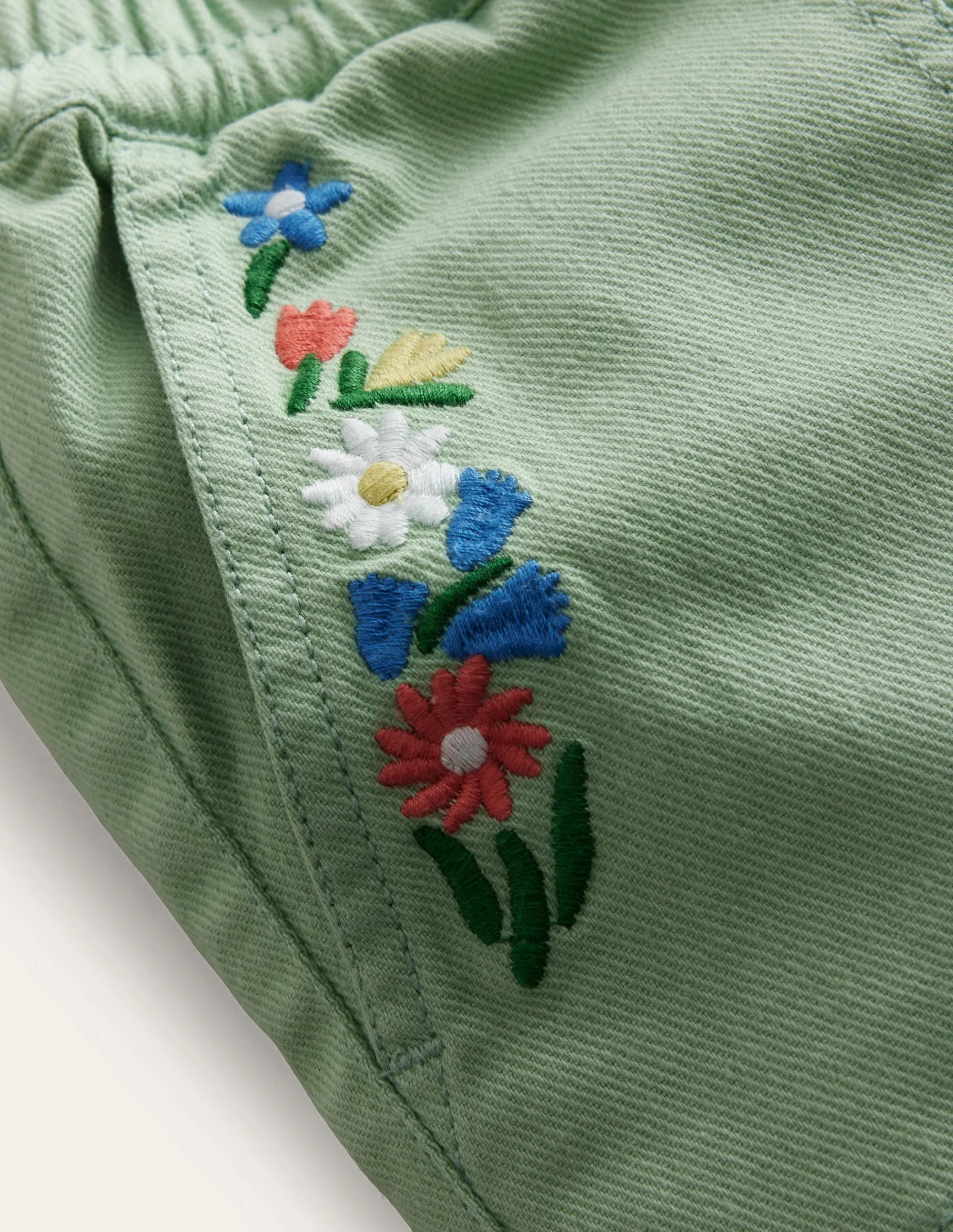 Pull-on Trouser-Aloe Green Embroidery