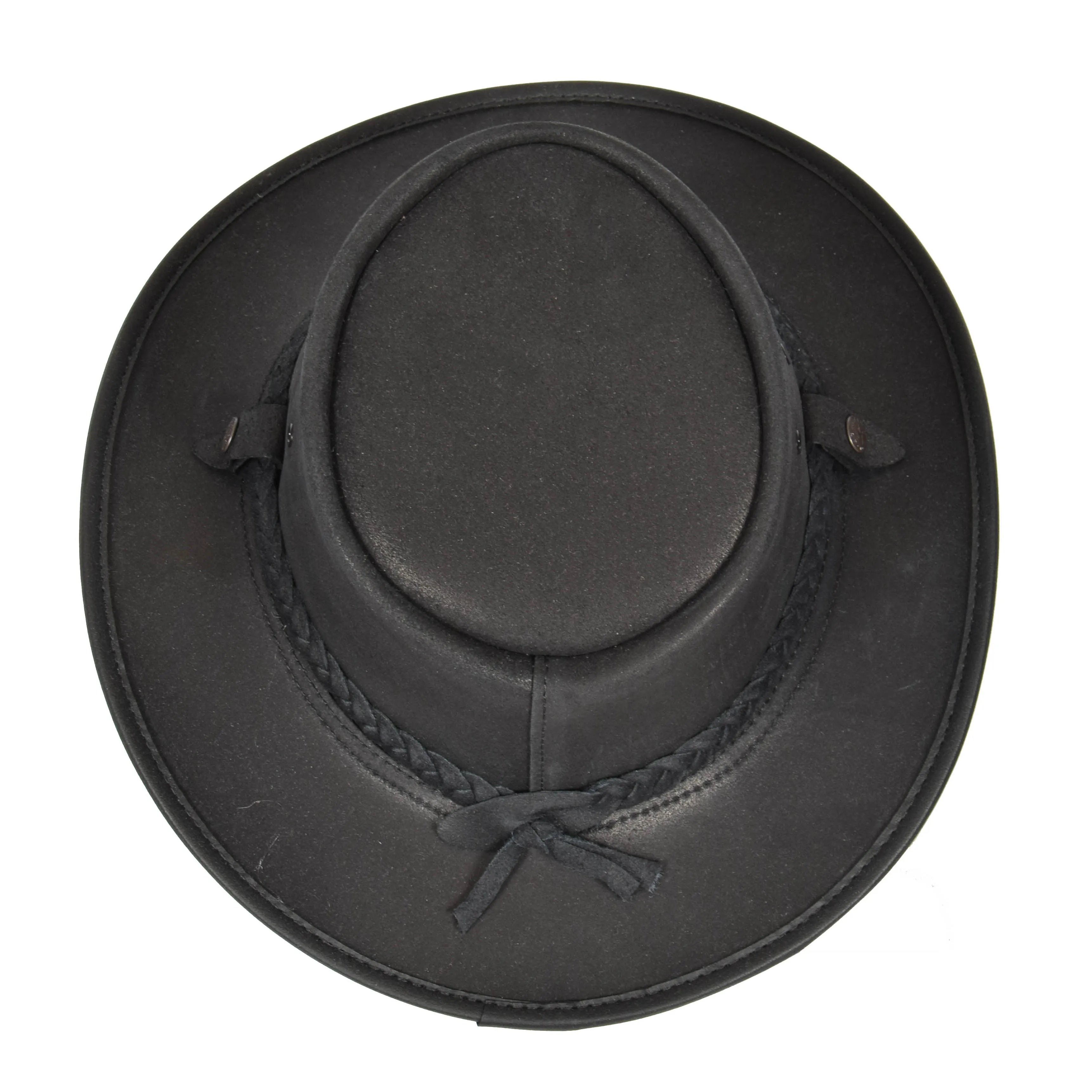Real Leather Handmade Stylish Cowboy Australian Bush Hat Black