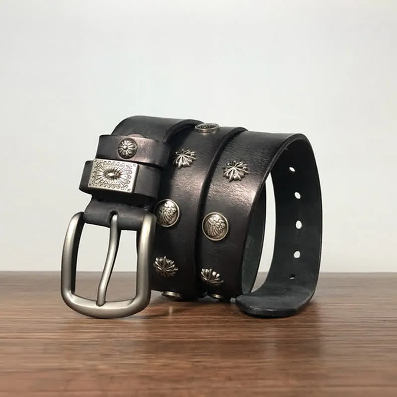 Retro Metal Rivet Studded Casual Jeans Leather Belt