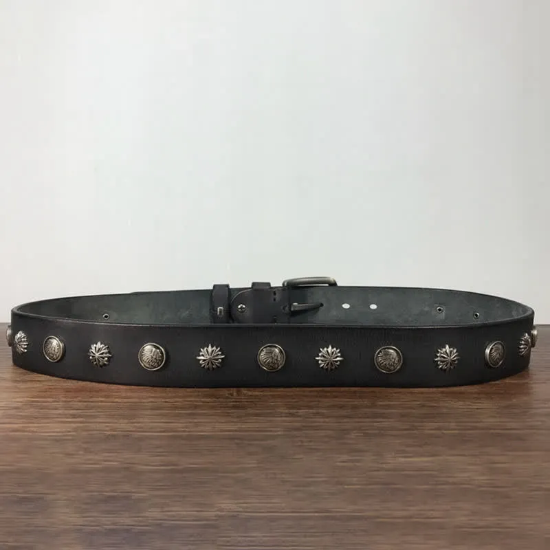 Retro Metal Rivet Studded Casual Jeans Leather Belt