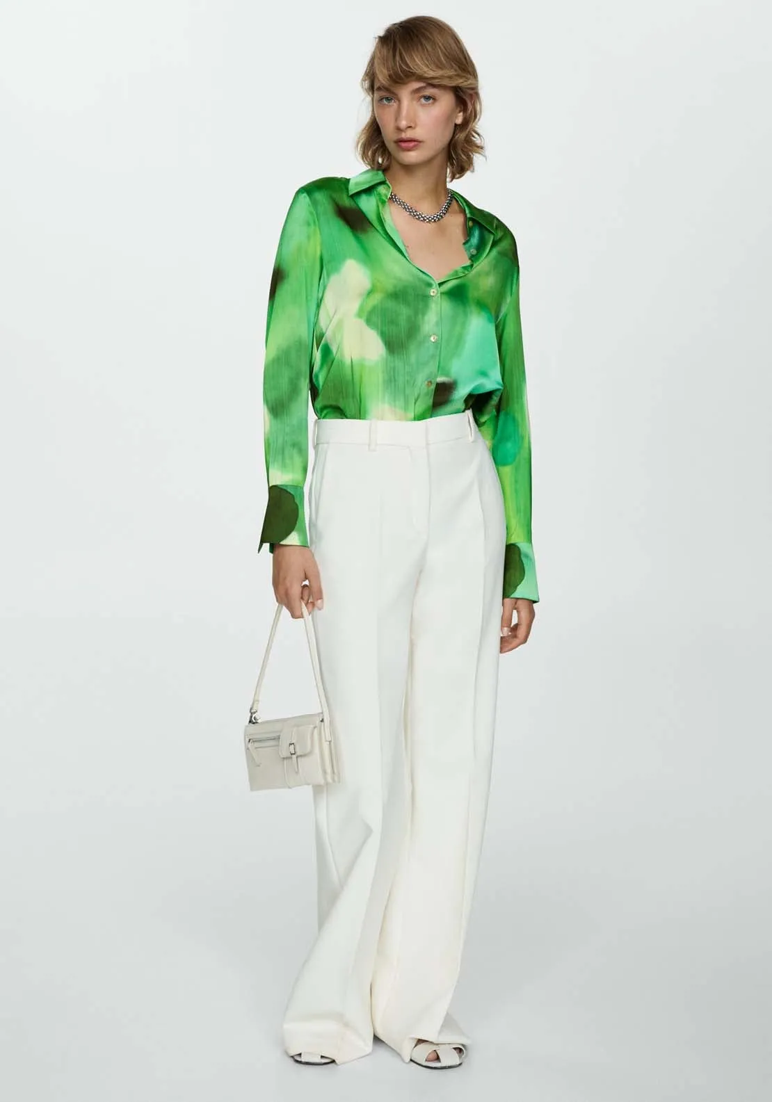 Satin print shirt - Green