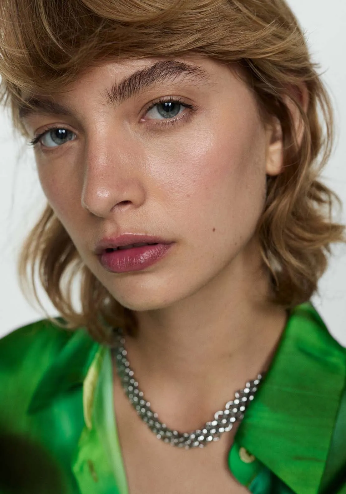 Satin print shirt - Green