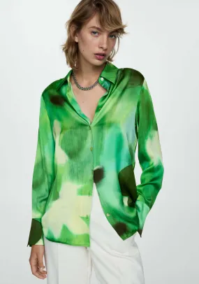 Satin print shirt - Green