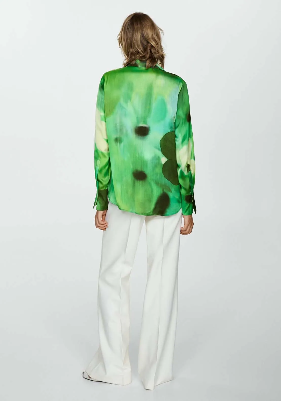 Satin print shirt - Green