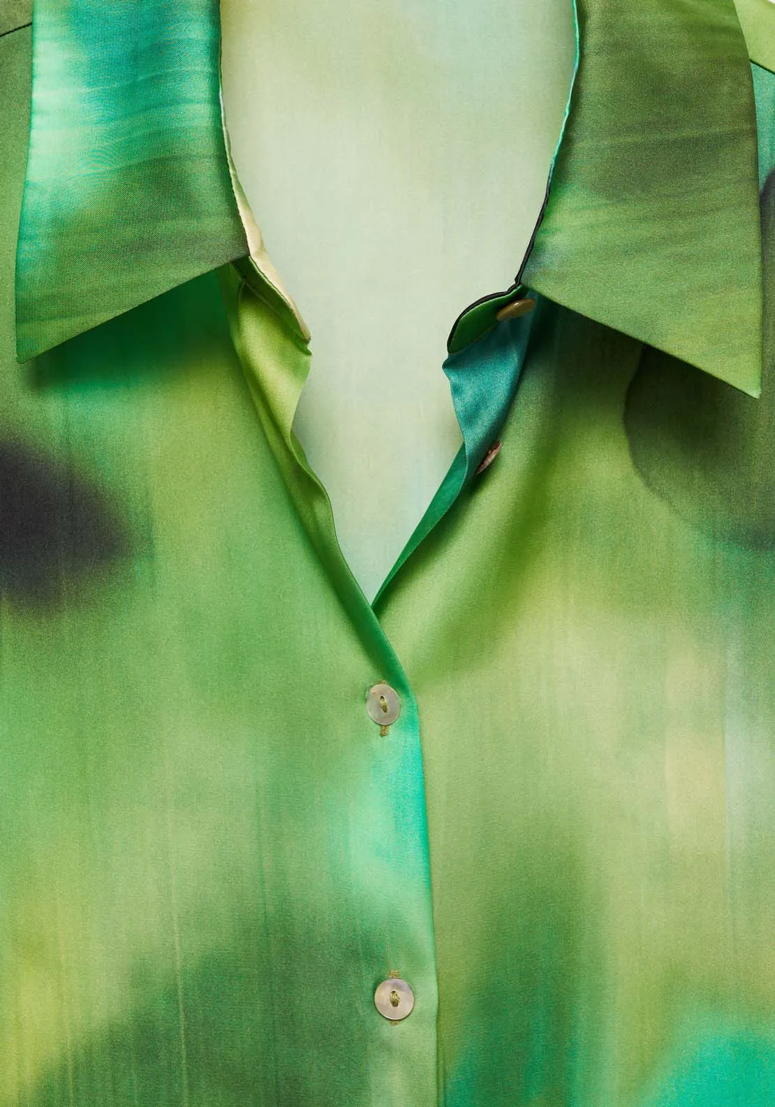 Satin print shirt - Green