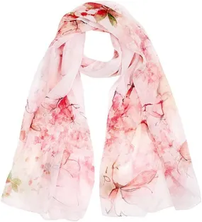 Scarf, Square Large Neck Scarf Lightweight Silk Scarf Ladies Digital Printed Silk Scarf Breathable Chiffon Shawl Soft Lightweight (Pink 175x110CM)