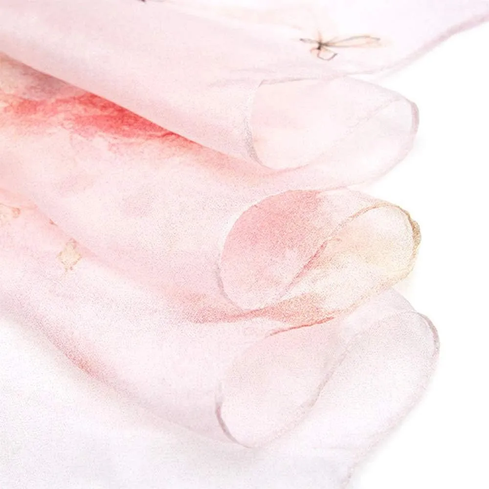 Scarf, Square Large Neck Scarf Lightweight Silk Scarf Ladies Digital Printed Silk Scarf Breathable Chiffon Shawl Soft Lightweight (Pink 175x110CM)