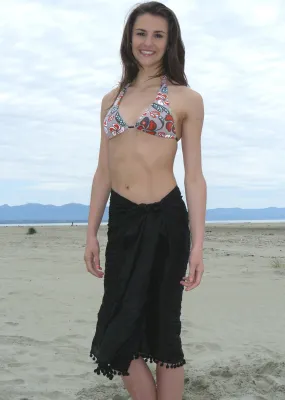 Seafolly womens sarong - black cotton gauze