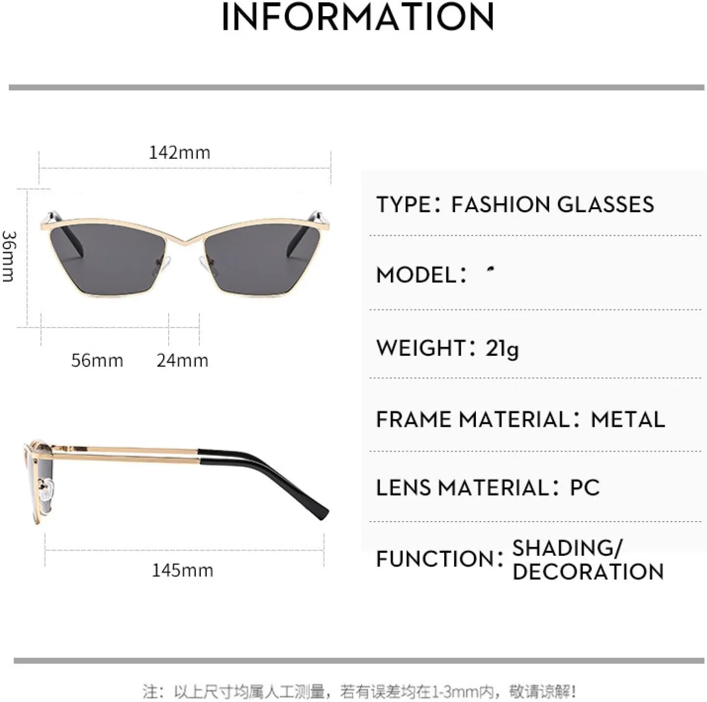 Senior Metal Fashion Cat Eye Sunglasses Women Luxury Trend Vintage Punk Travel Driving Shades Uv400