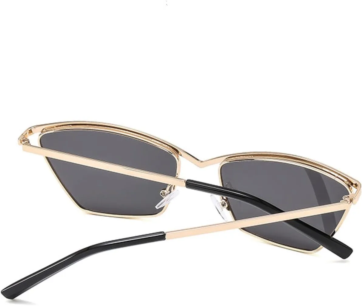 Senior Metal Fashion Cat Eye Sunglasses Women Luxury Trend Vintage Punk Travel Driving Shades Uv400